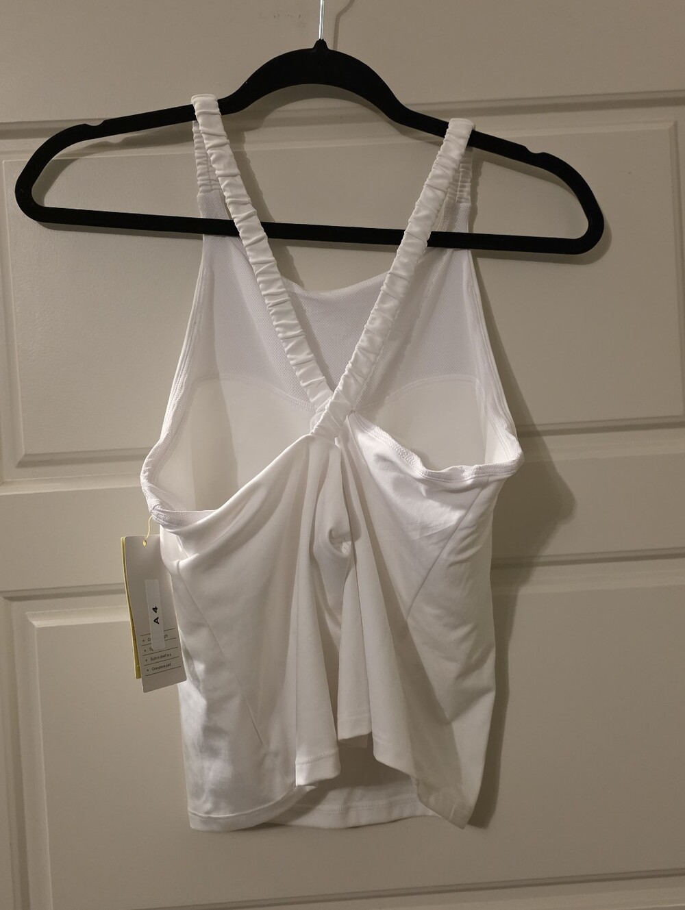 White High-Neck Tank Top with Ruched Straps - Picture 3 of 5